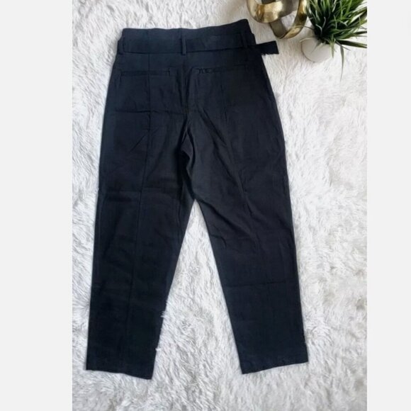 Banana Republic Ultra High Rise Pleated Twill Belted Tapered Pant Black Size 10 - Picture 7 of 7